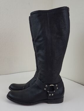 Women's Frye Black Phillip Harness Tall Boots Size 7.5 B